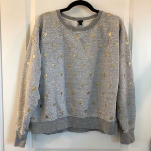 Gray J.Crew Sweatshirt with Gold Hearts (Size L)